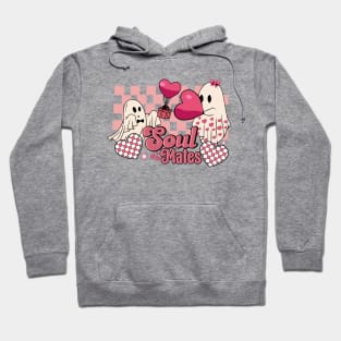 Soul Mates Cute Ghosts Hearts Checkered Valentine Hoodie